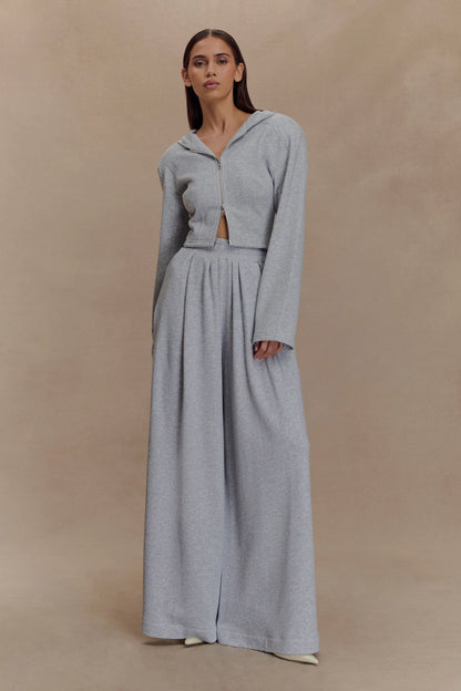 Aspen Gathered Wide Leg Jogger Light Grey Marle