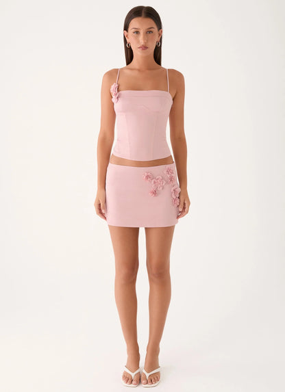 Ayella Low Rise Mini Skirt Pink