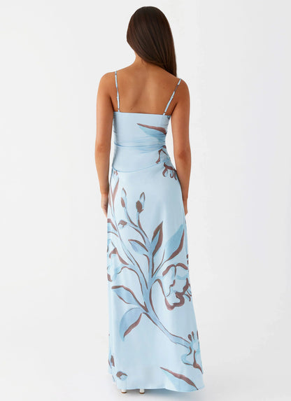 Aster Bloom Maxi Dress Blue Floral