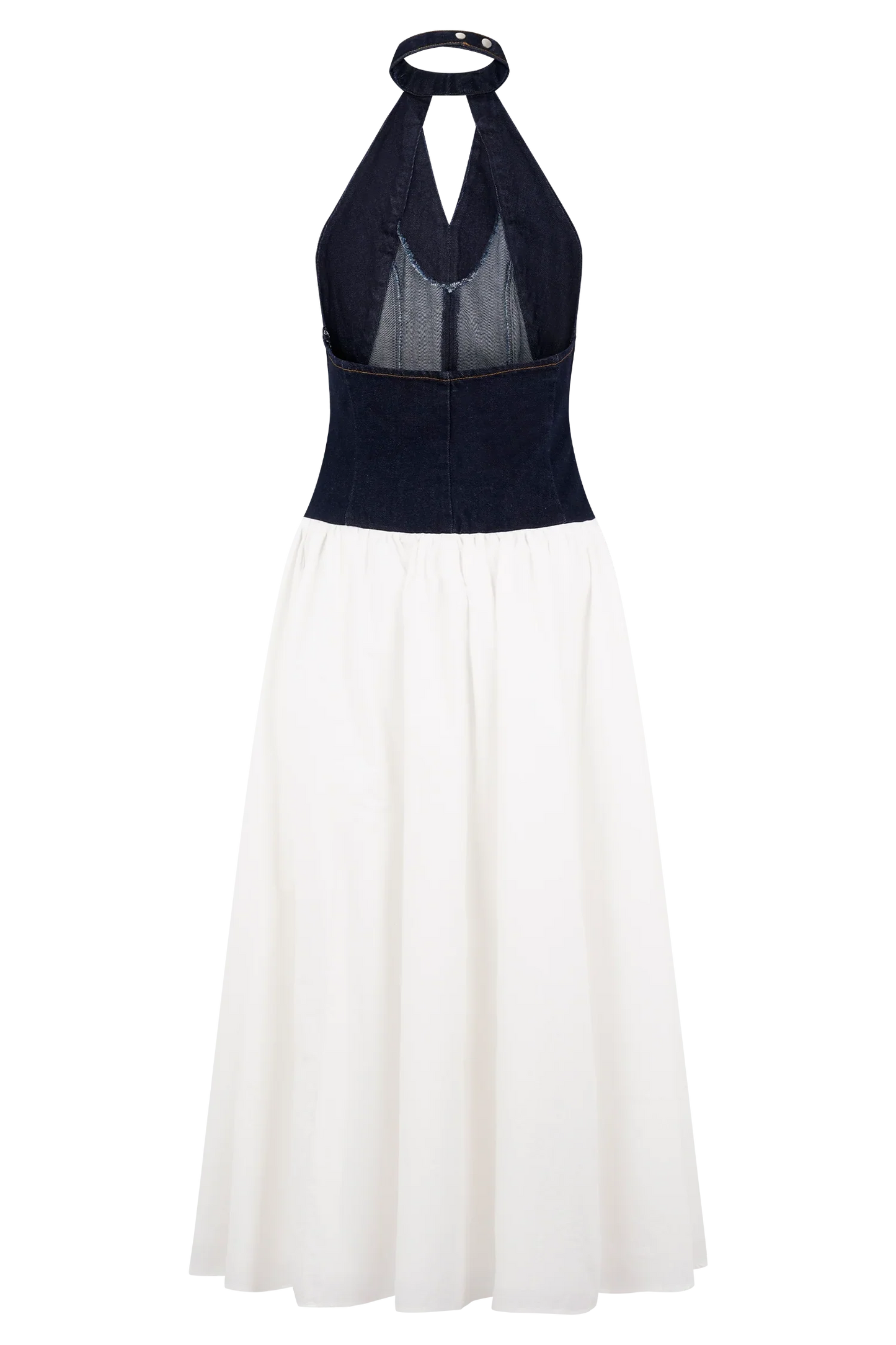 Ashwin Denim Cotton Midi Dress Indigo Blue