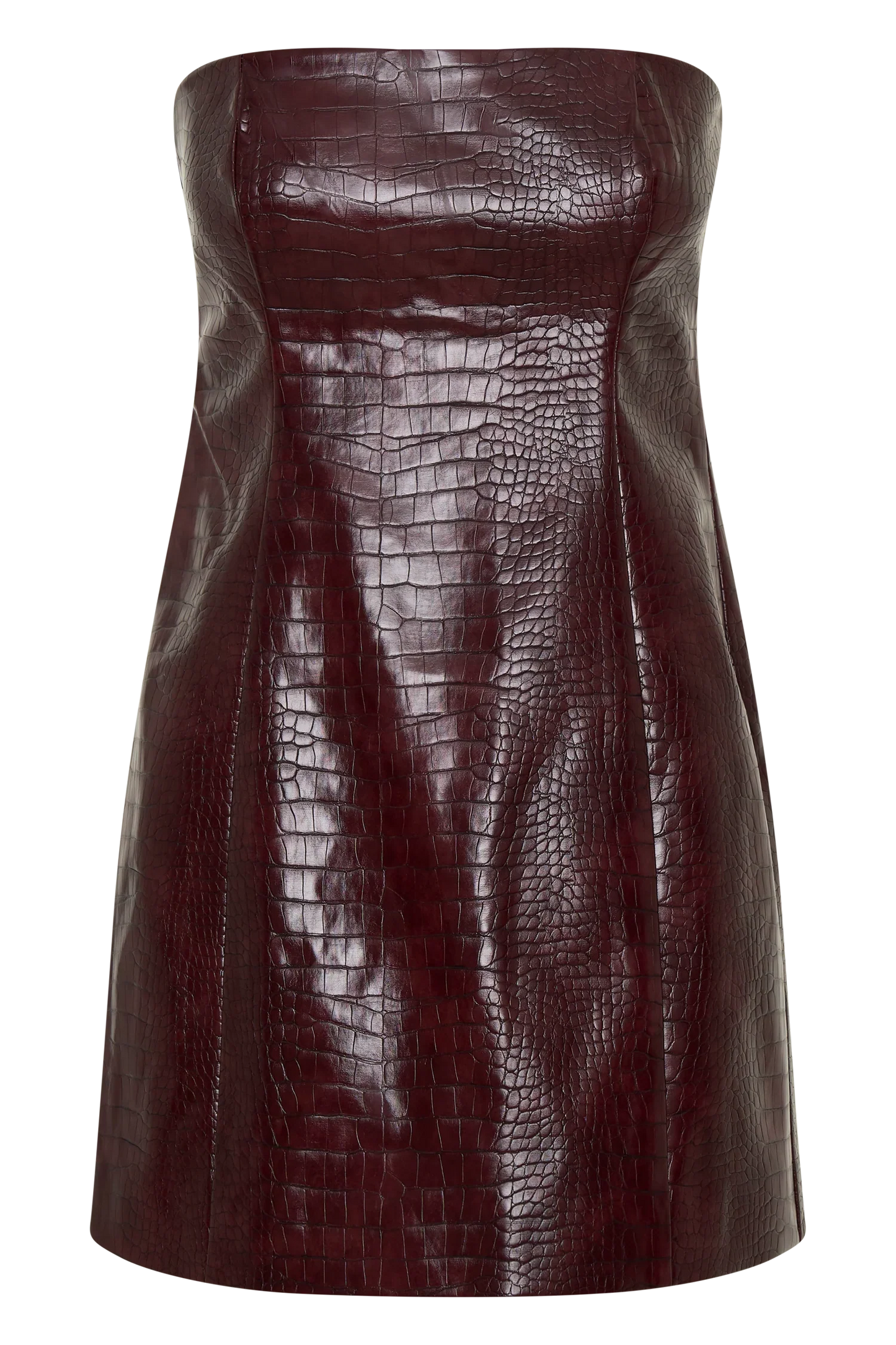 Anouk Faux Leather Strapless Mini Dress Merlot