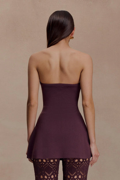 Anette Bandage Knit Strapless Top Chocolate