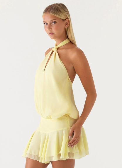 Beginning Mini Dress Butter Yellow