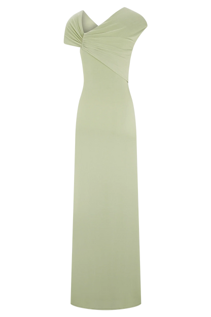 Ashford Asymmetrical Slinky Maxi Dress Sage