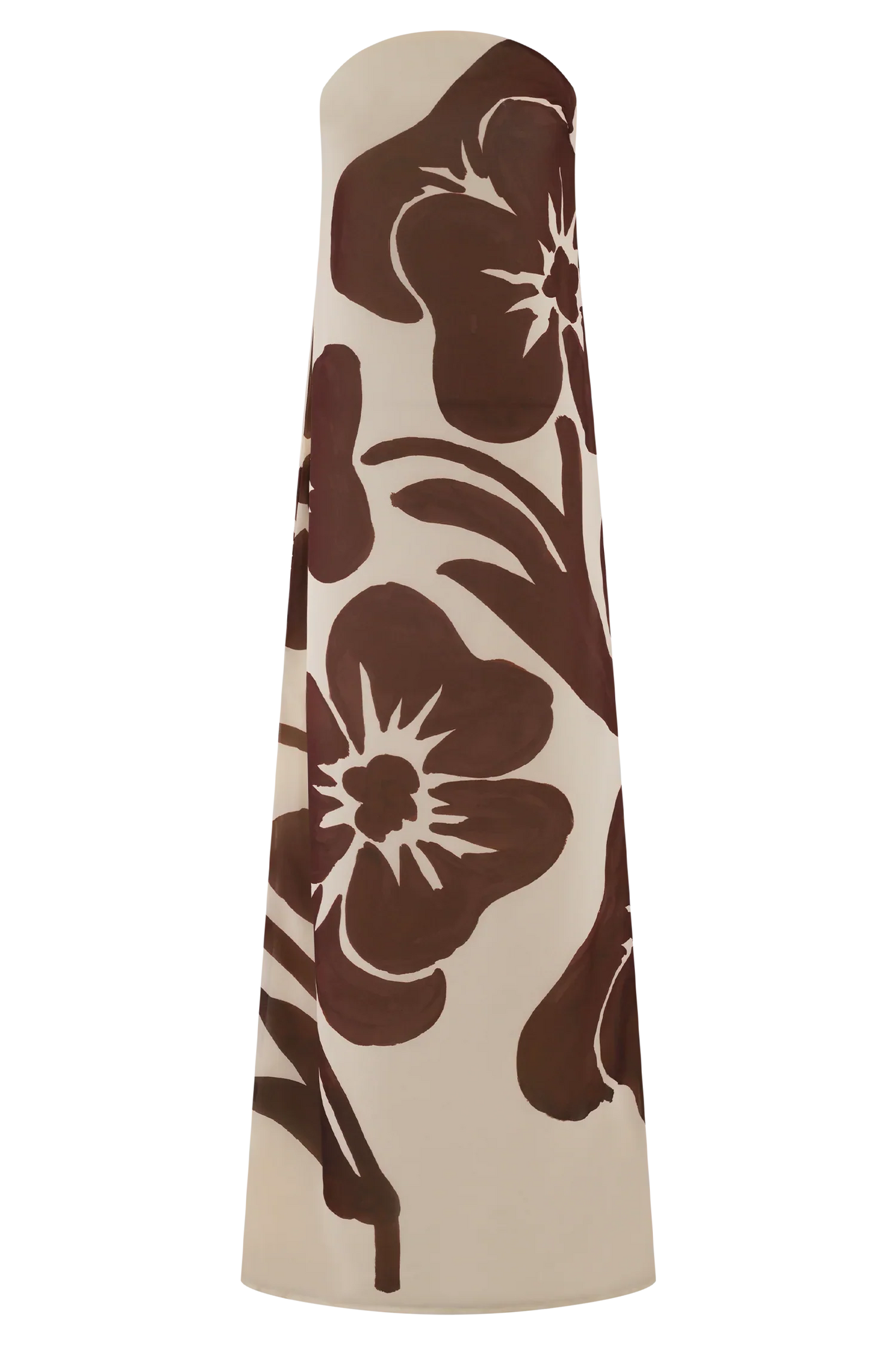 Amaya Strapless Chiffon Maxi Dress Brown Deco Fleur Print