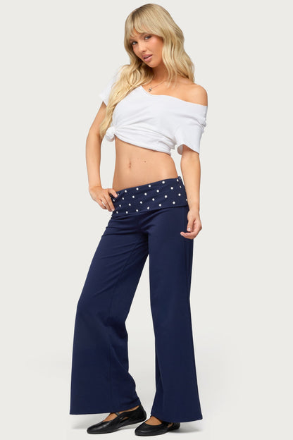 Petite Reeva Polka Dot Foldover Pants