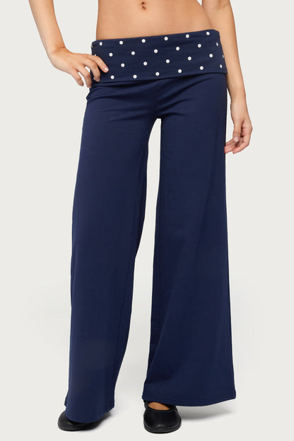 Petite Reeva Polka Dot Foldover Pants